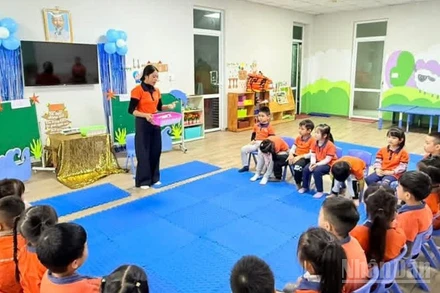 Một tiết học tại trường mầm non Sunflower (phường Trần Lãm, tỉnh Hưng Yên).