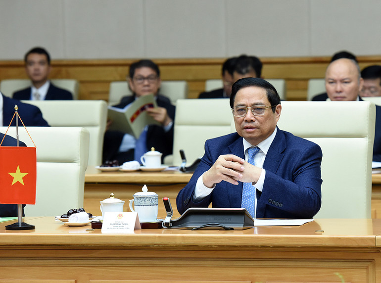 [Ảnh] Thủ tướng Phạm Minh Chính và Thủ tướng Lào đồng chủ trì kỳ họp lần thứ 46 Ủy ban liên Chính phủ về hợp tác song phương ảnh 2