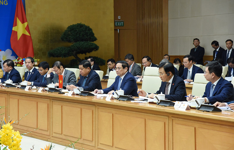 [Ảnh] Thủ tướng Phạm Minh Chính và Thủ tướng Lào đồng chủ trì kỳ họp lần thứ 46 Ủy ban liên Chính phủ về hợp tác song phương ảnh 3