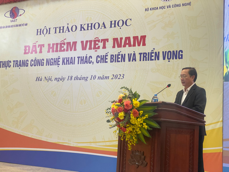 Bộ trưởng Khoa học và Công nghệ Huỳnh Thành Đạt phát biểu tại hội thảo.
