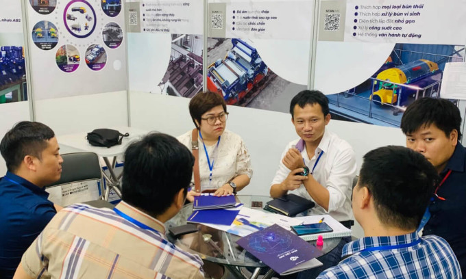 Gian hàng của một doanh nghiệp tại sự kiện Kết nối công nghệ và Đổi mới sáng tạo Việt Nam năm 2022.