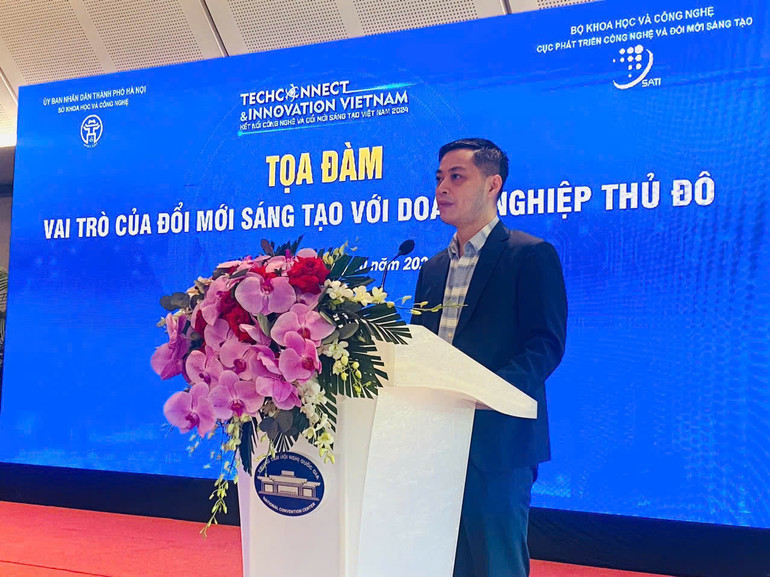 Ông Nguyễn Quốc Hà, Phó Giám đốc Sở Khoa học và Công nghệ Hà Nội, phát biểu tại sự kiện.