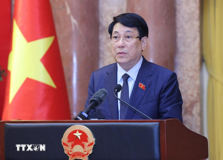 Chủ tịch nước Lương Cường phát biểu.