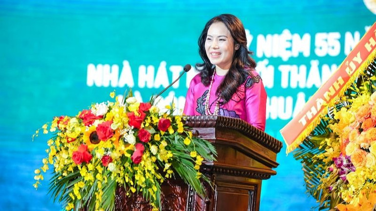 Nghệ sĩ Ưu tú Thanh Hiền, Giám đốc Nhà hát Múa rối Thăng Long phát biểu. Nghệ sĩ Ưu tú Thanh Hiền, Giám đốc Nhà hát Múa rối Thăng Long phát biểu.