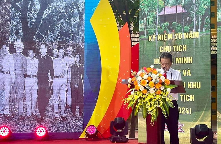 Thứ trưởng Văn hóa, Thể thao và Du lịch Hoàng Đạo Cương phát biểu tại lễ kỷ niệm. (Ảnh: TRANG ANH)