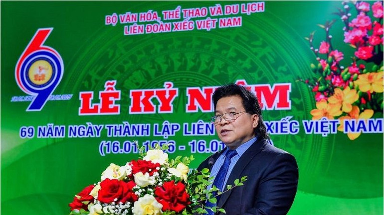 Giám đốc Liên đoàn Xiếc Việt Nam Tống Toàn Thắng phát biểu. (Ảnh: THANH HÀ) Giám đốc Liên đoàn Xiếc Việt Nam Tống Toàn Thắng phát biểu. (Ảnh: THANH HÀ)