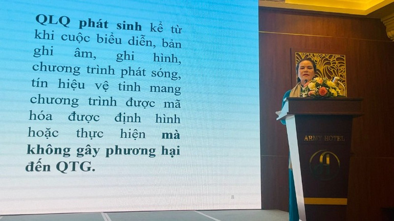 Phó Cục trưởng Cục Bản quyền tác giả Phạm Thị Kim Oanh phát biểu. Phó Cục trưởng Cục Bản quyền tác giả Phạm Thị Kim Oanh phát biểu.