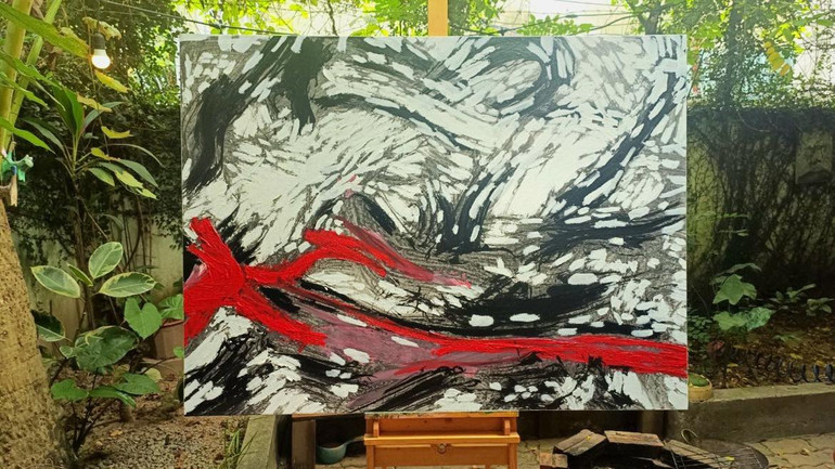 Tác phẩm "Trừu tượng" của họa sĩ Trần Nhật Thăng là một trong những tác phẩm sẽ được đấu giá.