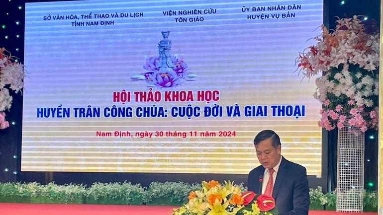 Phó Chủ tịch UBND tỉnh Nam Định Trần Lê Đoài phát biểu chào mừng Hội thảo.