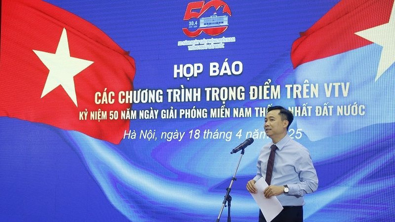 Ông Đỗ Thanh Hải, Phó Tổng Giám đốc Đài Truyền hình Việt Nam phát biểu. (Ảnh: VTV)