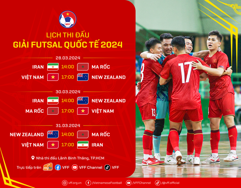 Lịch thi đấu giải futsal giao hữu quốc tế 2024. (Ảnh: VFF)