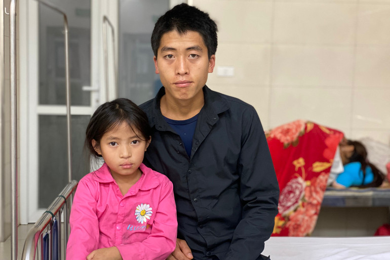 Cừ Thị Sớ trong những ngày điều trị tại bệnh viện.