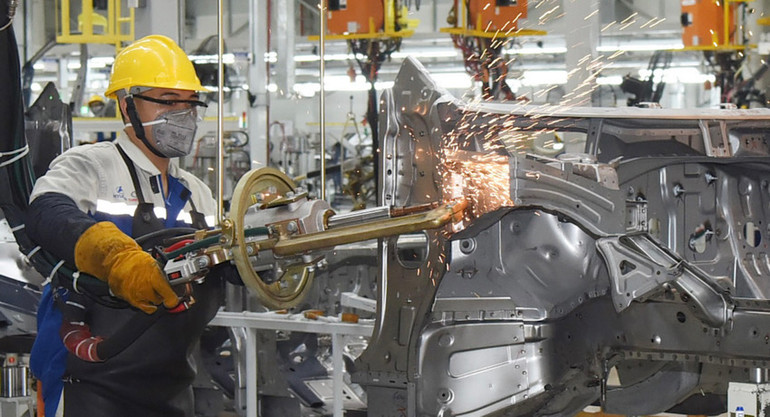 Sản xuất, lắp ráp ô-tô tại Nhà máy Hyundai Thành Công (Ninh Bình). (Ảnh: TRẦN HẢI)