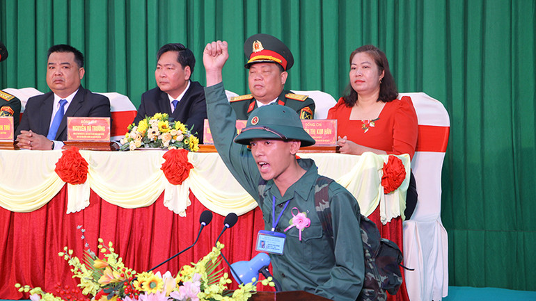 Tân binh Hậu Giang quyết tâm hoàn thành xuất sắc nhiệm vụ được giao.