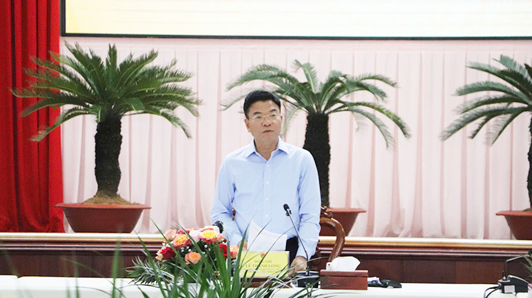 Phó Thủ tướng Chính phủ Lê Thành Long phát biểu chỉ đạo tại buổi làm việc.