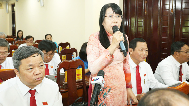 Đại biểu đóng góp ý kiến tại kỳ họp.