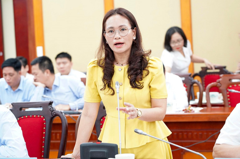 Bà Trần Bích Ngọc báo cáo tại phiên họp. Bà Trần Bích Ngọc báo cáo tại phiên họp.