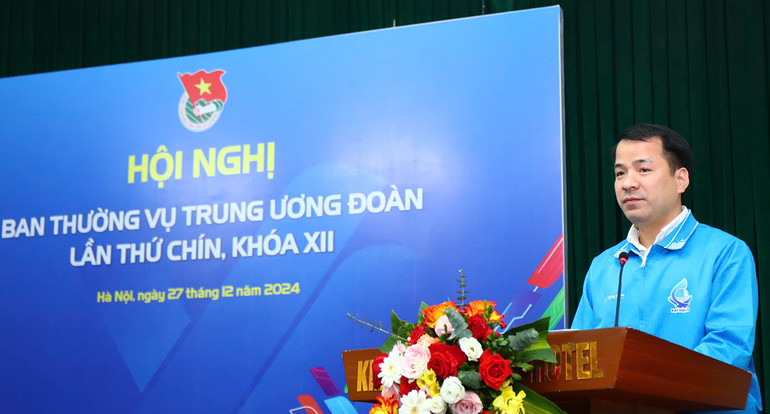 Bí thư Trung ương Đoàn Ngô Văn Cương phát biểu ý kiến tại hội nghị. Bí thư Trung ương Đoàn Ngô Văn Cương phát biểu ý kiến tại hội nghị.