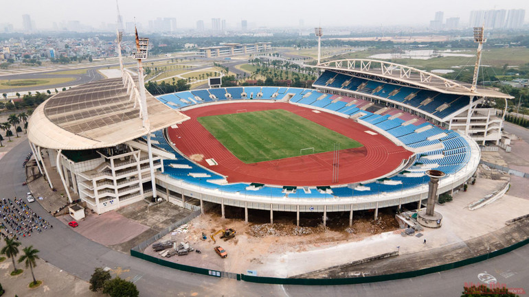 Sân Mỹ Đình khi được tu sửa chuẩn bị cho SEA Games 31 hồi tháng 12/2020. (Ảnh: HÀ NAM)