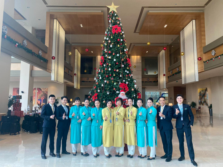 Tiếp viên hàng không Việt Nam trước hành trình bay Tết. (Ảnh: VNA)