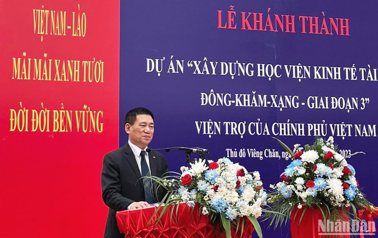 Bộ trưởng Hồ Đức Phớc phát biểu tại buổi lễ. (Ảnh: HẢI TIẾN)