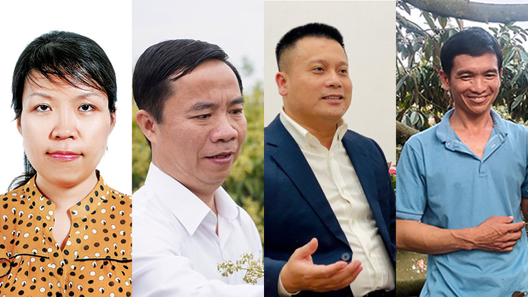 Từ trái qua phải: Tiến sĩ Nguyễn Mai Hương, Viện Chính sách và Chiến lược phát triển nông nghiệp nông thôn; Ông Dương Thanh Tùng, Giám đốc Sở Nông nghiệp và Phát triển nông thôn tỉnh Bắc Giang; Ông Bùi Bá Chính, Phó Giám đốc phụ trách Trung tâm Mã số mã vạch quốc gia; Ông Trần Chinh, Giám đốc Hợp tác xã sản xuất thương mại dịch vụ nông nghiệp Phước Lộc Thạnh. Từ trái qua phải: Tiến sĩ Nguyễn Mai Hương, Viện Chính sách và Chiến lược phát triển nông nghiệp nông thôn; Ông Dương Thanh Tùng, Giám đốc Sở Nông nghiệp và Phát triển nông thôn tỉnh Bắc Giang; Ông Bùi Bá Chính, Phó Giám đốc phụ trách Trung tâm Mã số mã vạch quốc gia; Ông Trần Chinh, Giám đốc Hợp tác xã sản xuất thương mại dịch vụ nông nghiệp Phước Lộc Thạnh.