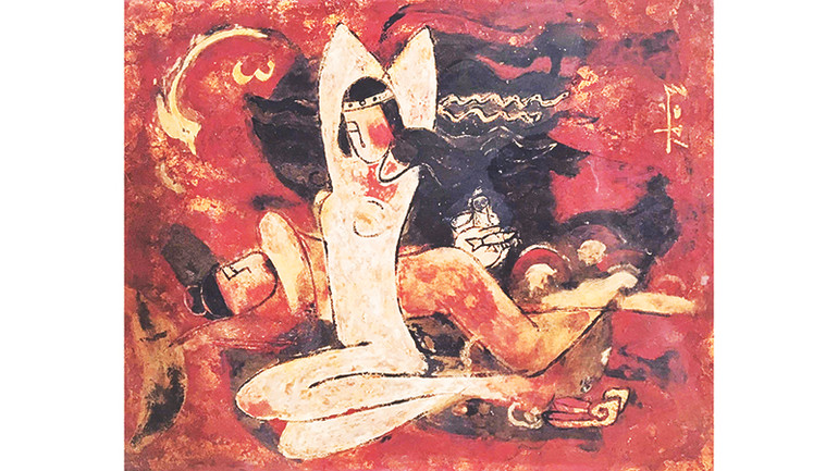 Tác phẩm Tiên Dung Chử Đồng Tử, chất liệu sơn mài Tranh Trần Đốc. Tác phẩm Tiên Dung Chử Đồng Tử, chất liệu sơn mài Tranh Trần Đốc.