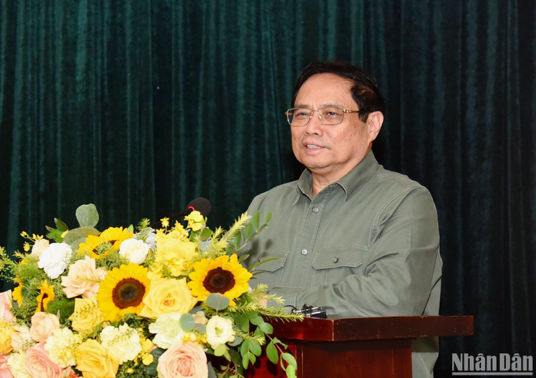 Thủ tướng Phạm Minh Chính phát biểu ý kiến tại buổi đến thăm.