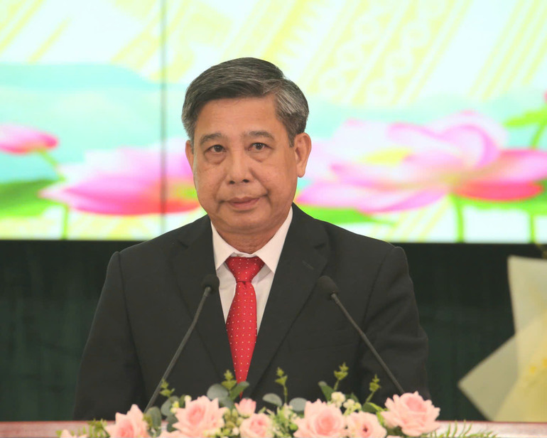 Bí thư Tỉnh ủy, Chủ tịch Ủy ban nhân dân tỉnh Hậu Giang Đồng Văn Thanh phát biểu tại buổi lễ
