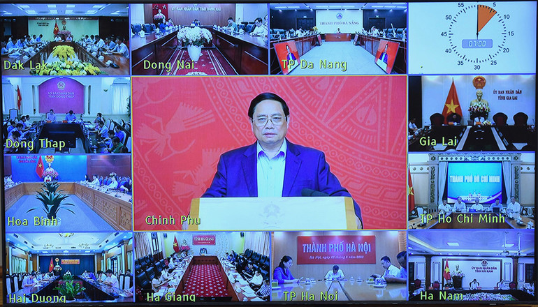 Hội nghị diễn ra dưới hình thức trực tiếp và trực tuyến đến các tỉnh, thành phố. (Ảnh: TRẦN HẢI)