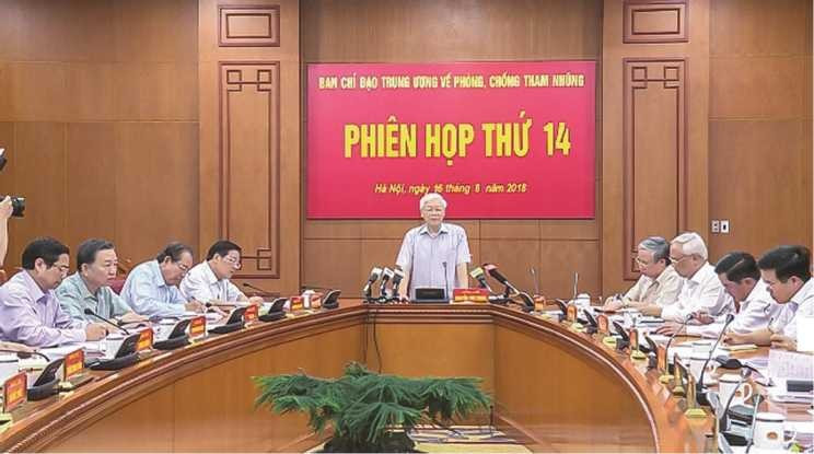 Tổng Bí thư Nguyễn Phú Trọng, Trưởng Ban Chỉ đạo Trung ương về phòng, chống tham nhũng, phát biểu chỉ đạo Phiên họp thứ 14, ngày 16/8/2018.