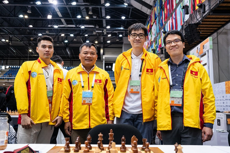 Đội tuyển cờ vua Việt Nam đang có phong độ cao tại Olympiad 2024. (Ảnh: FIDE)