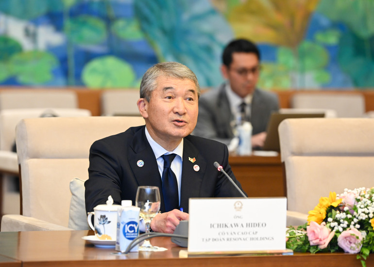 Ông Ichikawa Hide, Cố vấn cấp cao Tập đoàn Resonac Holdings, đồng Chủ tịch Ủy ban Kinh tế Nhật-Việt phát biểu.
