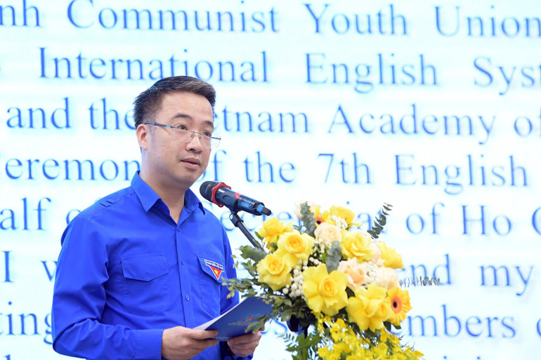 Bí thư Trung ương Đoàn, Chủ tịch Hội Liên hiệp Thanh niên Việt Nam Nguyễn Tường Lâm phát biểu khai mạc cuộc thi.