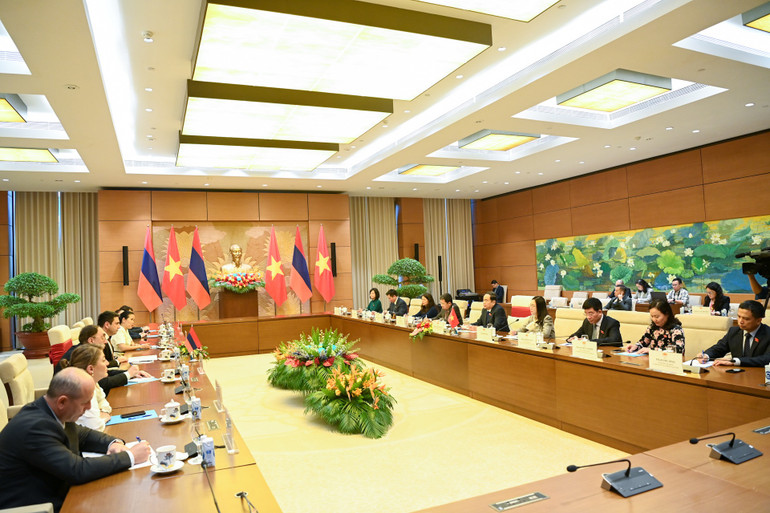 Quang cảnh buổi hội đàm tại Nhà Quốc hội. (Ảnh: DUY LINH)