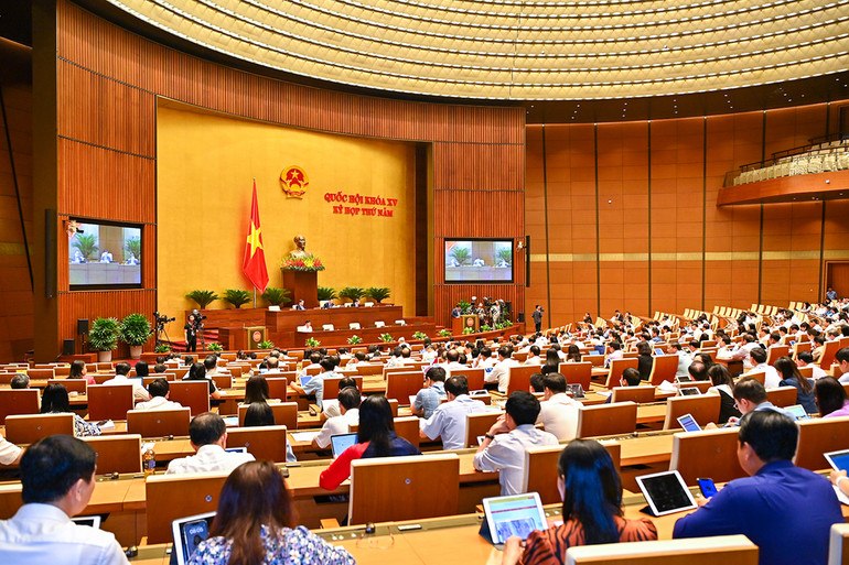 Quang cảnh phiên họp Quốc hội thảo luận dự thảo Luật Bảo vệ quyền lợi người tiêu dùng (sửa đổi).