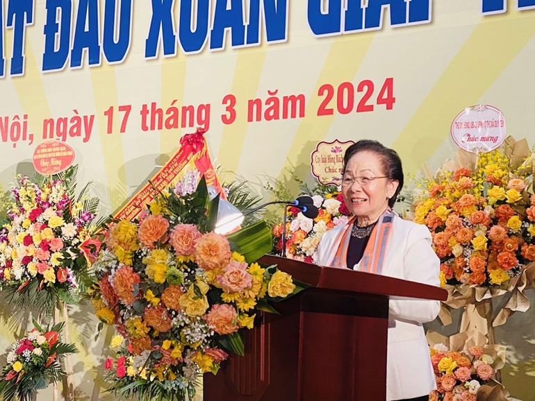 Đồng chí Nguyễn Thị Doan phát biểu tại chương trình gặp mặt.