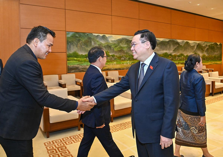 Chủ tịch Quốc hội Vương Đình Huệ tiếp Phó Chủ tịch Quốc hội Lào Sounthon Xayachak ảnh 2