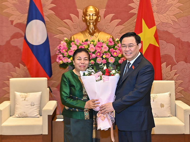 Chủ tịch Quốc hội Vương Đình Huệ tiếp Phó Chủ tịch Quốc hội Lào Sounthon Xayachak ảnh 1