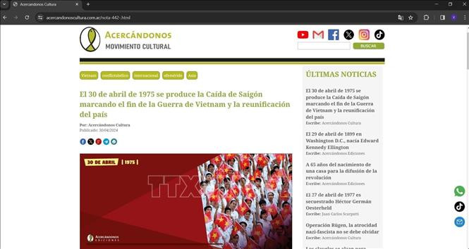 Video đính kèm bài viết trên trang mạng Acercandonos Cultura. Video đính kèm bài viết trên trang mạng Acercandonos Cultura.