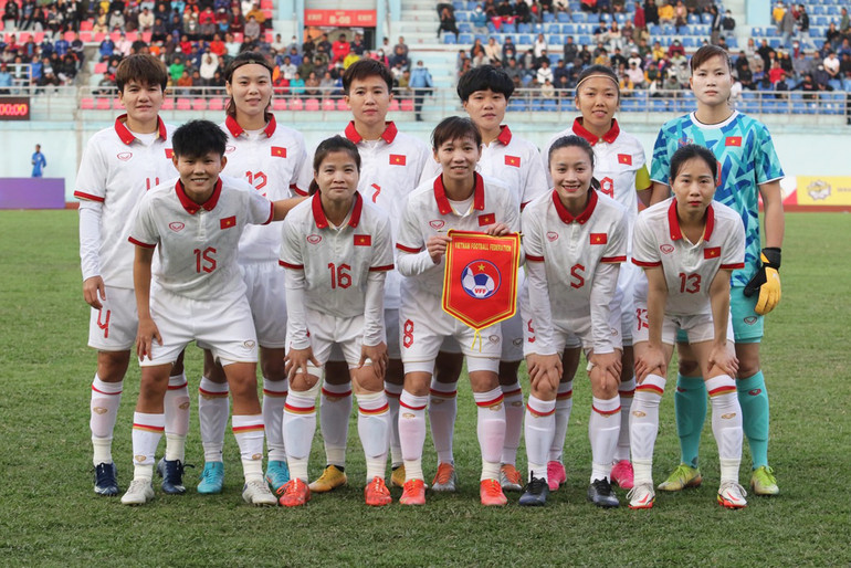 Đội hình xuất phát đội tuyển nữ Việt Nam gặp Nepal. (Ảnh: ANFA)