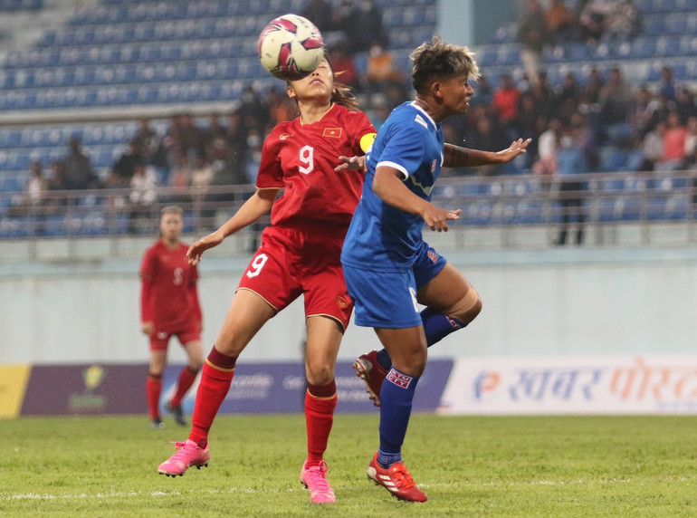 Huỳnh Như và các đồng đội bảo toàn tỷ số. (Ảnh: ANFA)