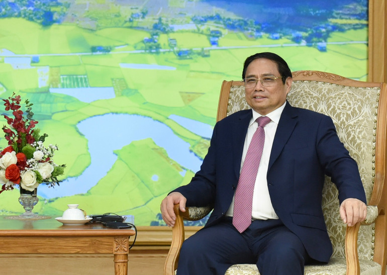 Thủ tướng Phạm Minh Chính phát biểu tại buổi tiếp Bộ trưởng Thương mại và Du lịch Australia Don Farrell.