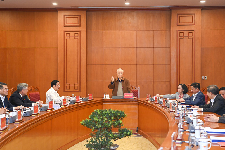 [Ảnh] Tổng Bí thư Nguyễn Phú Trọng chủ trì cuộc họp Thường trực Ban chỉ đạo Trung ương về phòng, chống tham nhũng, tiêu cực ảnh 8