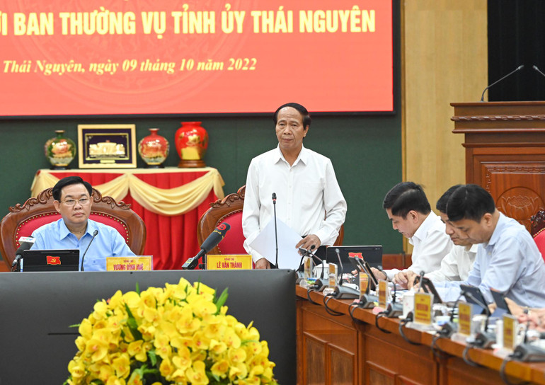 Phó Thủ tướng Chính phủ Lê Văn Thành phát biểu ý kiến tại buổi làm việc.