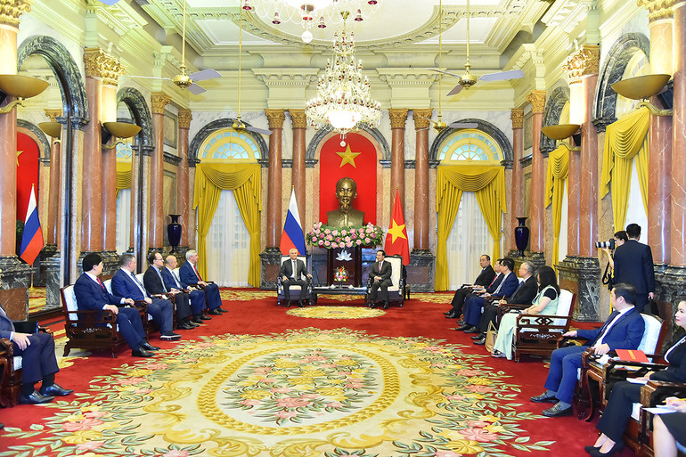 Quang cảnh buổi tiếp tại Phủ Chủ tịch. (Ảnh: THỦY NGUYÊN)