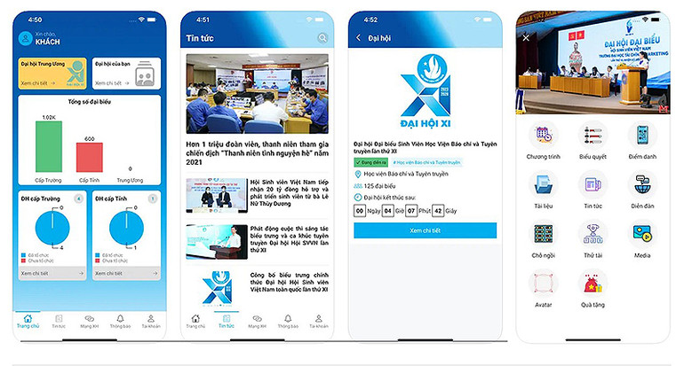 Giao diện ứng dụng "Đại hội Hội Sinh viên".