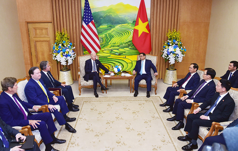 Quang cảnh buổi hội kiến. (Ảnh: TRẦN HẢI)