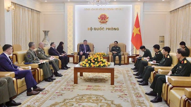 Quang cảnh buổi tiếp Thứ trưởng Quốc phòng Cộng hòa Ba Lan Pawel Bejda.