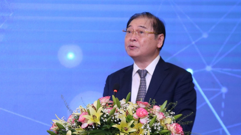 Chủ tịch Liên hiệp các Hội Khoa học và Kỹ thuật Việt Nam, Chủ tịch Quỹ Vifotec, Phan Xuân Dũng phát biểu khai mạc Hội thảo.